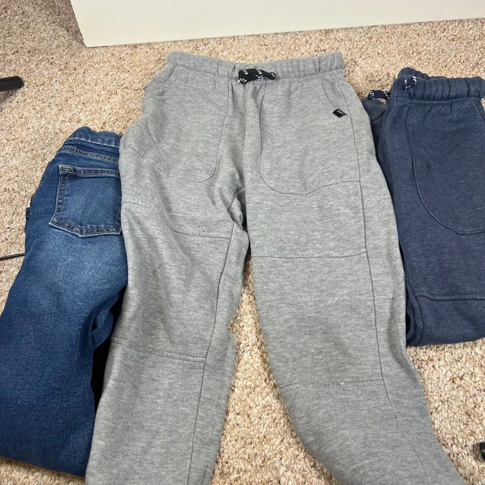 Boys Size 7-8 Pants Lot Old Navy Straight Jeans Lee Fleece Joggers 3pc Bundle